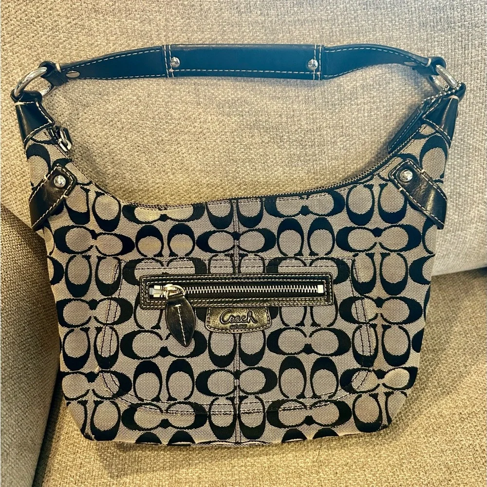 Coach Black and Gray Signature Shoulder Bag - Picture 1 of 5